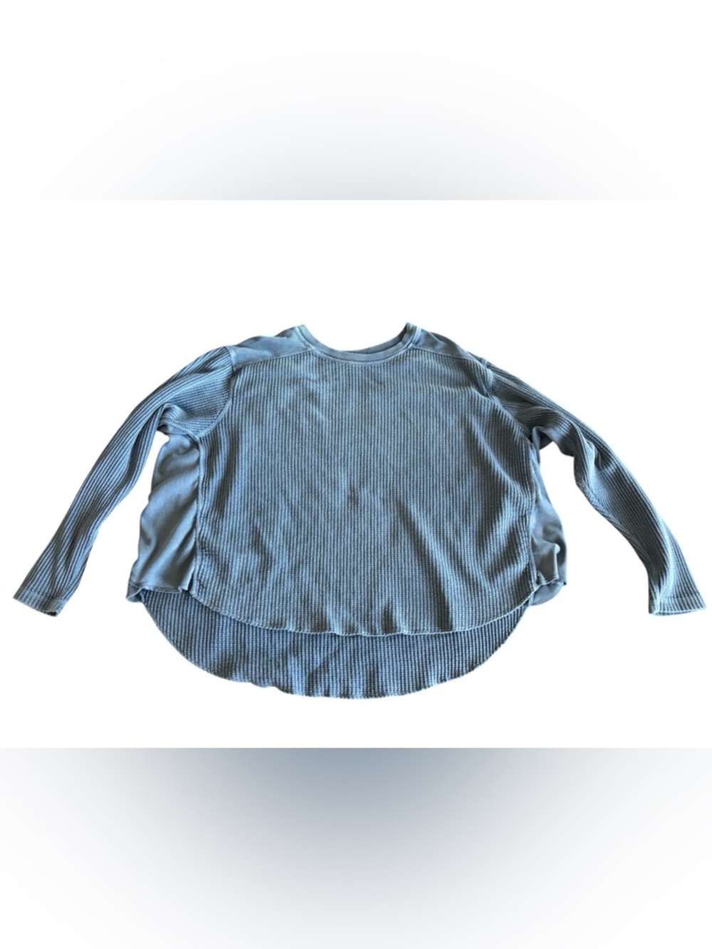 Free People Light Blue Ribbed Long Sleeve Top